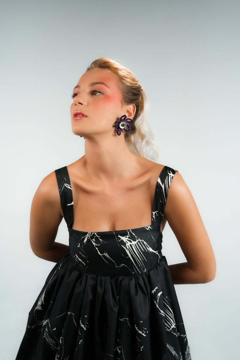 The Black Flower Earrings