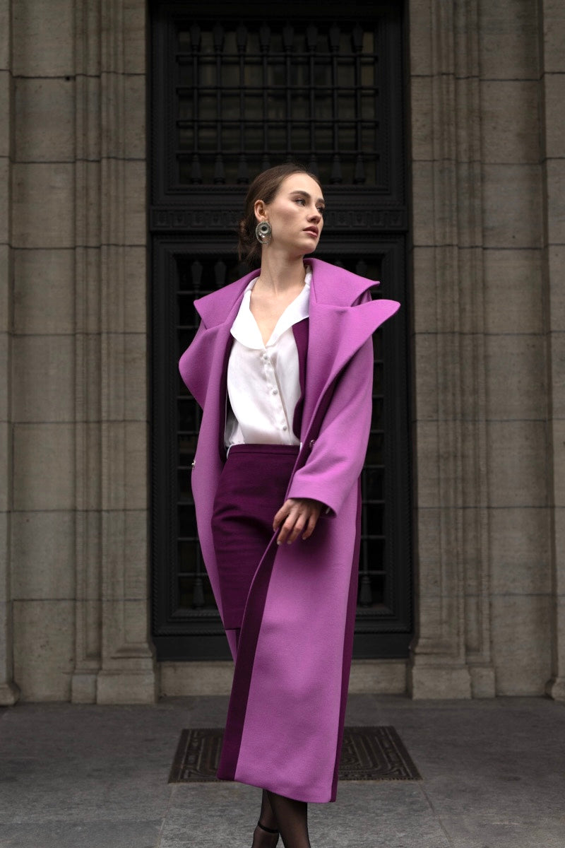 The Purple Vest and Skirt Set in Cashmere Wool